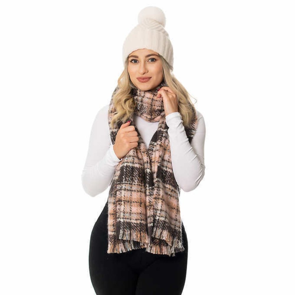 NWT Emanuel Geraldo Women's Hat & Blanket Set Cream Combo One Size $60 ZZ030 - Picture 5 of 5